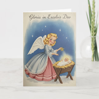Kerstengel Vakantiekaart Vintage Feestdagen Kaart