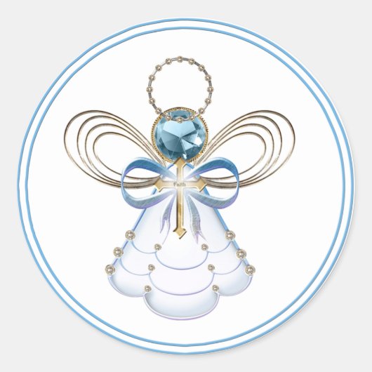 Kerstengel van het geloof ronde sticker (Voorkant)