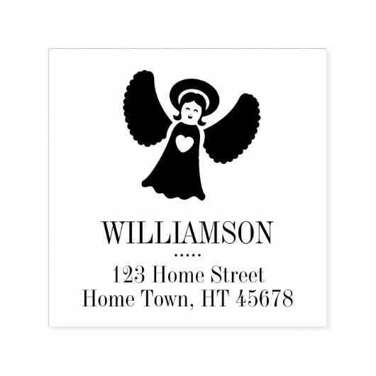 Kerstengel vierkant retouradres  zelfinktende stempel (Design)