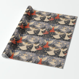 Kerstengelen in de sterrenhemel cadeaupapier