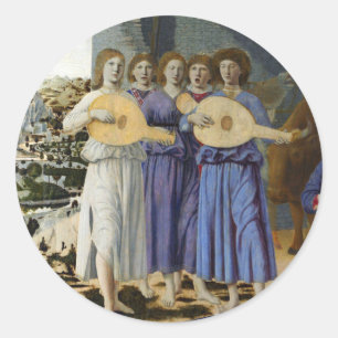 KERSTENGELEN MAKEN MUZIEK door PIERO DELLA FRANCES Ronde Sticker