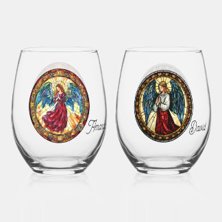 Kerstengelen Wijnglas Zonder Voet