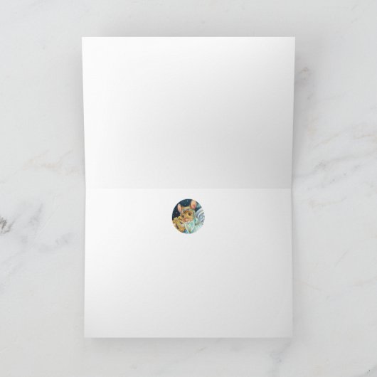 Kerstengelmuis die lier speelt Aquarel Kunst Kaart (Binnen)