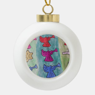 KerstEngelsen met Trumpets-versiering Keramische Bal Ornament