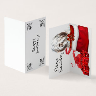 KerstEngelstalige Sheepdog Santa Sack DIY wenst Kaart