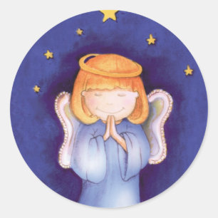kerstengelsticker ronde sticker