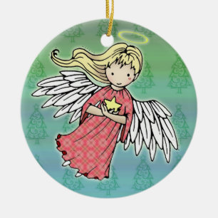 Kerstengeltje versiering keramisch ornament