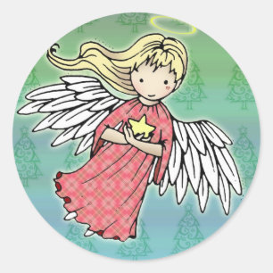 Kerstengeltjesstickers Ronde Sticker