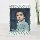 KerstEvergreen Boughs en Holly Berries Foto Notitiekaartje (Voorkant)