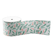 KerstEvergreen Boughs en Holly Berries Grosgrain Lint (Spoel)