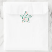 KerstEvergreen Boughs en Holly Berries Ster Sticker (Tas)