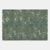 KerstEvergreen Branches Pinecone Bird Stripe  Inpakpapier Vel (Voorkant)