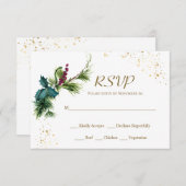 KerstEvergreen Holly Winter Wedding RSVP Card (Voorkant / Achterkant)