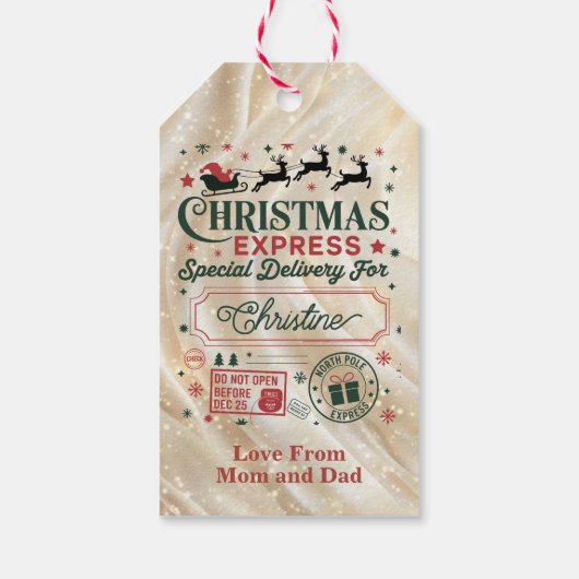 Kerstexpress speciale bezorging cadeaulabel (Achterkant)