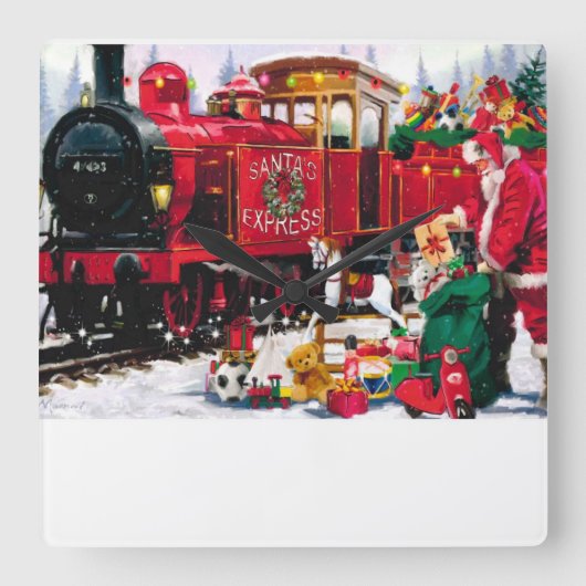 kerstexpress vierkante klok (Voorkant)