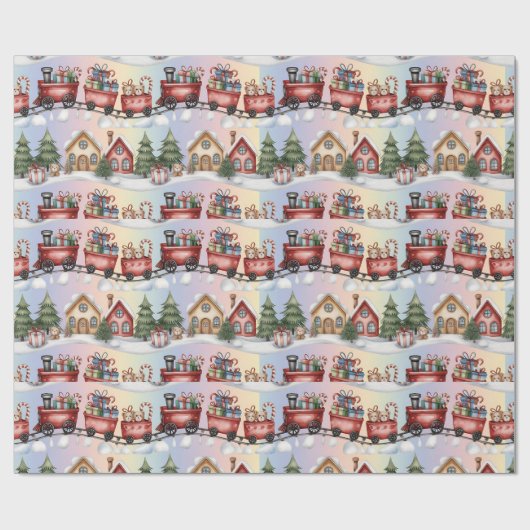 Kerstexpressief cadeaupapier – Kerstmisdorp (Vlak)