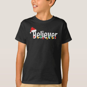 KerstFaith Believer Santa Claus Xmas lampjes T-shirt