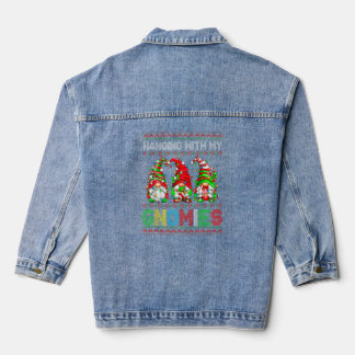 Kerstfamilie die met mijn gnomen omzichtig zweet denim jacket