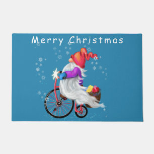 Kerstfamilie Doormat Gift Gnome met Bike Deurmat