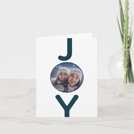 Kerstfamiliefoto Joy blue card (Voorkant)