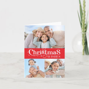 KERSTFAMILIEFOTO stijlvolle typografie rood Feestdagen Kaart