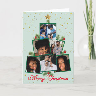 Kerstfamiliefoto's Boom Feestdagen Kaart