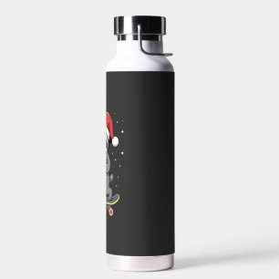 KERSTFANAAT Grappige Kerst Skateboard Luiaard ( Waterfles