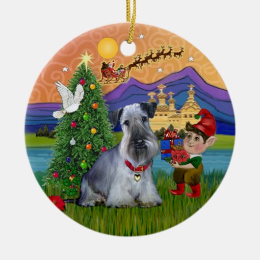 Kerstfantasie - Cesky Terrier Keramisch Ornament (Voorkant)