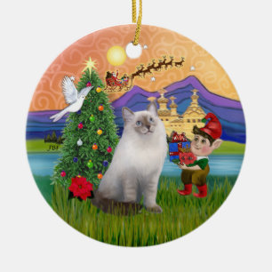 Kerstfantasie - Ragdoll kat (blauwe seal point) Keramisch Ornament