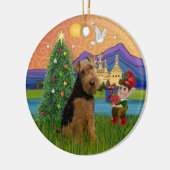 Kerstfantasie - Welsh Terrier Keramisch Ornament (Links)