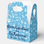 Kerstfavorieten Blauwe Santa Elf Snowman Pattern Bedankdoosjes (Geopend)