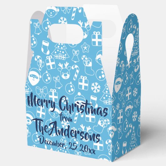 Kerstfavorieten Blauwe Santa Elf Snowman Pattern Bedankdoosjes (Geopend)