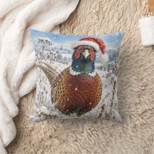 Kerstfazant in winterveld kussen