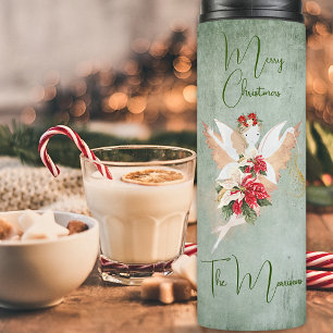 Kerstfee 6 Fotosjabloon Poinsettia Thermosbeker