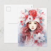 Kerstfee van de bloemen feestdagenkaart (Voorkant / Achterkant)