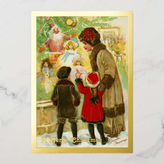  kerstfeest 1912 voor moeder en kind folie feestdagenkaart (Voorkant)