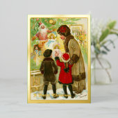  kerstfeest 1912 voor moeder en kind folie feestdagenkaart (Staand Voorkant)