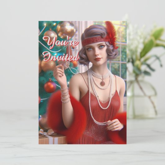 Kerstfeest 1920-er jaren Flapper Feestdag Kaart (Staand voorkant)