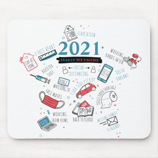 Kerstfeest 2021: viercijferjaar Covid Vaccine Muismat (Voorkant)