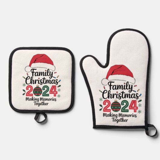 Kerstfeest 2024 samen herinneringen maken ovenwant & pannenlap set (Voorkant)