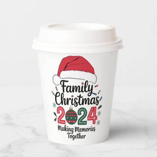 Kerstfeest 2024 samen herinneringen maken papieren bekers (Voorkant)
