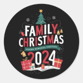 Kerstfeest 2024 samen herinneringen maken ronde sticker (Voorkant)