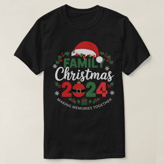 Kerstfeest 2024 samen herinneringen maken t-shirt (Design voorkant)