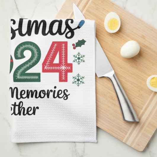 Kerstfeest 2024 samen herinneringen maken theedoek (Quarter Fold)