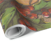 kerstfeest Antiek Holly Cadeaupapier (Rol Hoek)