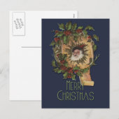  kerstfeest Antiek Holly Feestdagenkaart (Voorkant / Achterkant)