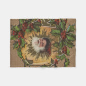  kerstfeest Antiek Holly Fleece Deken (Voorkant (Horizontaal))