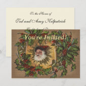 kerstfeest Antiek Holly Kaart (Voorkant / Achterkant)