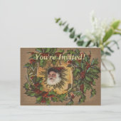 kerstfeest Antiek Holly Kaart (Staand voorkant)