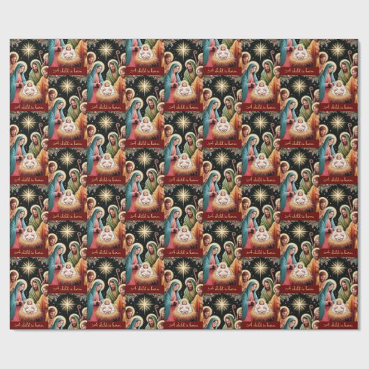 Kerstfeest Baby Jezus, een kind wordt geboren Cadeaupapier (Vlak)